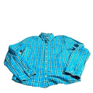 Size medium Hollister blue plaid button down shirt